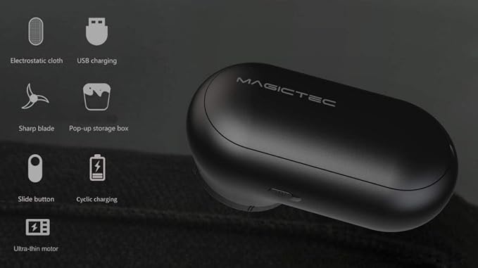 Rechargeable Fabric Shaver, Magictec Lint Remover Sweater Defuzzer Lints Fuzzs Pills Pilling Trimmer for Clothes and Furniture -Battery Operated (Black)