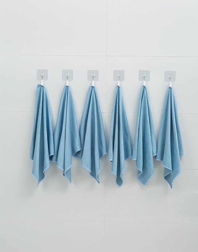 12 Pack Microfiber Glass Cleaning Cloth, 12 Inch X 16 Inch, Lint Free Quickly Clean Windows, Mirrors, Glasses, Phone Screens, Camera Lenses, Blue