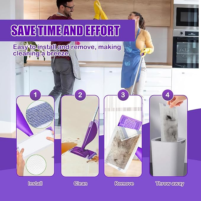 40 Count Mop Pad Refills for Swiffer Wet Jet Spray Mop, Disposable Multi Surface Wet Jet Mopping Pads for All Hardwood Floor Cleaning, 4 Layers Thickened | Super Heavy-Duty Absorbent | Stickiness.