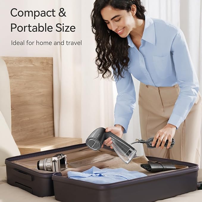 HiLIFE Steamer for Clothes, 1100W Clothes Steamer with Large 300ml Tank, Handheld Clothing Steamer, Fabric Wrinkle Remover, Portable & Compact Travel Size Garment Steamer ONLY FOR 120V (Grey)