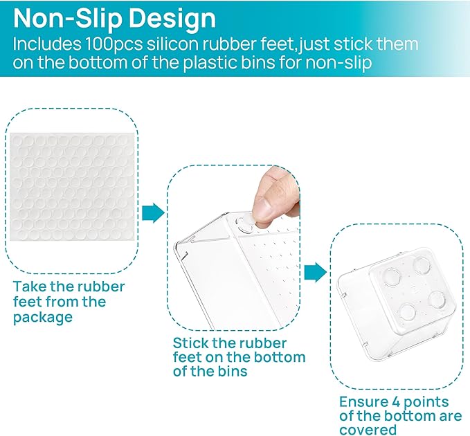 Vtopmart 15 PCS Clear Plastic Drawer Organizers Set, 4-Size Versatile Bathroom and Vanity Organizer Trays, Non-Slip Storage Containers for Makeup, Jewelries, Bedroom,Kitchen Utensils and Office