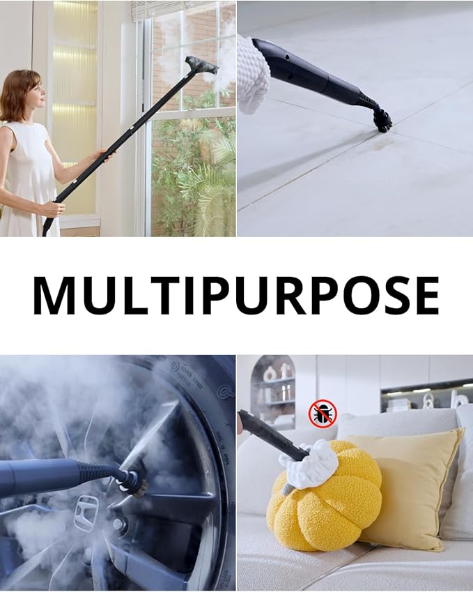 Steam Cleaner: 40s Fast Heating-0.66Gal (2.5L) Large Tank-21 PCS Kit-No Cooling-Refill Anytime-Detachable Hose Multi Portable Steamer Mop for Home Car Bed Furniture Tile Grout Floor Cleaning