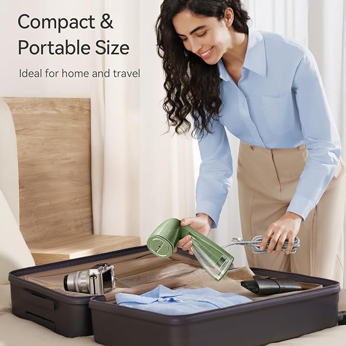 HiLIFE Steamer for Clothes, 1100W Clothes Steamer with Large 300ml Tank, Handheld Clothing Steamer, Fabric Wrinkle Remover, Portable & Compact Travel Size Garment Steamer ONLY FOR 120V (Green)