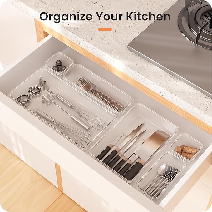 A-LuGei 【Military Grade】 Drawer Organizer, 【𝟱𝗦𝗶𝘇𝗲】 Makeup organizer, 【Holds 177 Items】 Bathroom Organizers and Storage, Organization and Storage, Desk Drawer Organizer for Bathroom Vanity