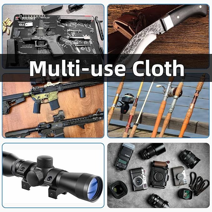 12 Pack Microfiber Gun Cleaning Cloth, 12"x12" Lint Free Gun Cleaning Rags (Gray & Black)