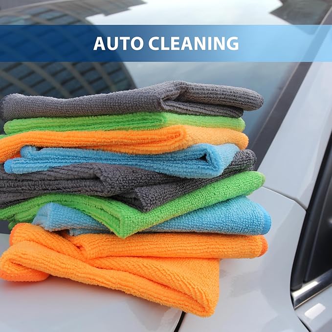 12 Pack Microfiber Cleaning Cloth 11.8x11.8inch - Streak-Free, Reusable Wipes for Glass, Kitchen, Car, Dusting - Absorbent & Lint-Free (Mixed Color 3, 11.8 x 11.8 inch)