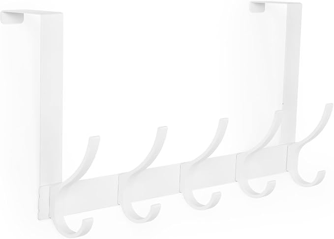 Over The Door Hooks, Door Hanger Hooks for Hanging, Over The Doors Towel Racks for Bathroom with 10 Coat Hook, Coat Rack Bathroom Accessories（1 Pack, White）