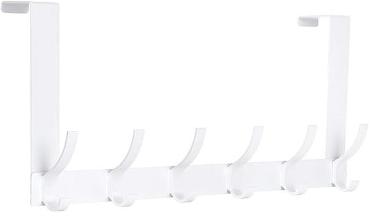 Over The Door Hooks, Door Hanger Hooks for Hanging, Over The Doors Towel Racks for Bathroom with 12 Coat Hook, Coat Rack Bathroom Accessories（1 Pack, White）
