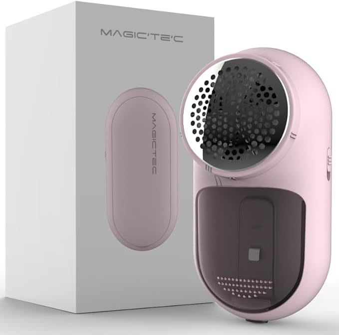 Rechargeable Fabric Shaver, Magictec Lint Remover Sweater Defuzzer Lints Fuzzs Pills Pilling Trimmer for Clothes and Furniture -Battery Operated Pink