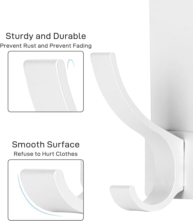 Over The Door Hooks, Door Hanger Hooks for Hanging, Over The Doors Towel Racks for Bathroom with 10 Coat Hook, 2 Pack, Silver, Fit 1-3/4" Doors