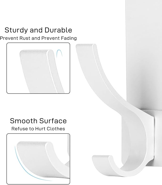 Over The Door Hooks, Door Hanger Hooks for Hanging, Over The Doors Towel Racks for Bathroom with 10 Coat Hook, Coat Rack Bathroom Accessories（1 Pack, Silver）