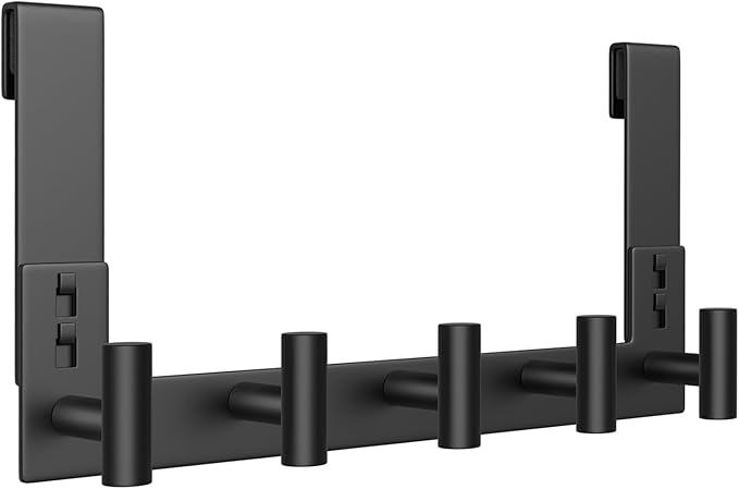 WUIVIUT Over The Shower Wall Hook, Towel Racks for Glass Shower Door, Heavy Duty Rack Bathroom Hooks for Robe, Coat (5 Hook, Fits 3/8'' Thick)