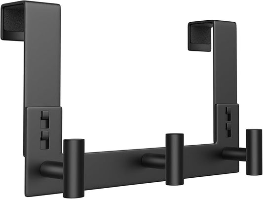 WUIVIUT Over The Door Hooks, Coat Rack Over The Door Heavy Duty Towel Rack Clothes Hanger for Bathroom liveroom Kitchen (3 Hook, Fits 1-3/4'' Thick)