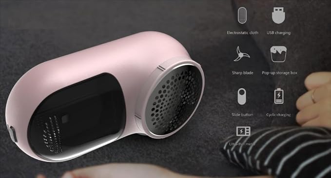 Rechargeable Fabric Shaver, Magictec Lint Remover Sweater Defuzzer Lints Fuzzs Pills Pilling Trimmer for Clothes and Furniture -Battery Operated Pink