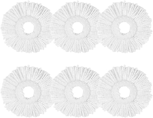 6-Pack Spin Mop Heads Refill, Easy Wring Microfiber Replacement Pads for Deep Cleaning, Universal Fit for Most Round Spin Mops