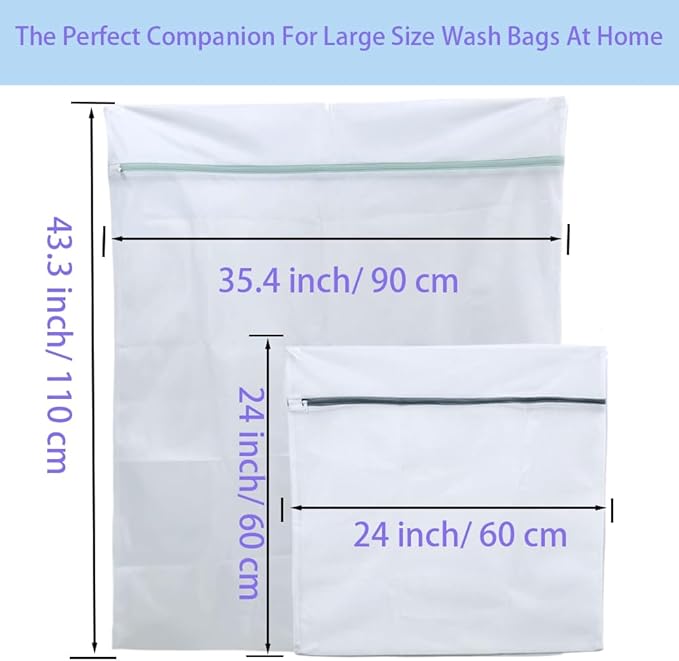 1 Pack 43 x 35 inch and 3 Pack 24 x 24 inch Oversize Laundry Bags Mesh Wash Bags, Large Delicates Bag for Washing Machine, Jumbo Laundry Sack for Washing Big Clothes, Bed Sheet, Bedc