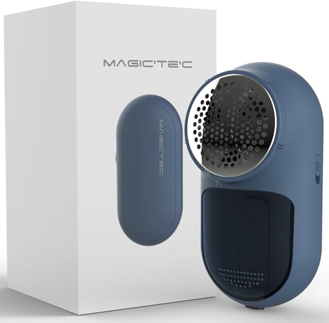 Rechargeable Fabric Shaver, Magictec Lint Remover Sweater Defuzzer Lints Fuzzs Pills Pilling Trimmer for Clothes and Furniture -Battery Operated Blue