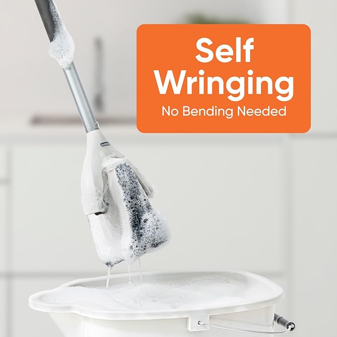 Superio Miracle Microfiber Self-Wringing Flat Mop with Telescopic Handle & Replacement Pad - Lightweight, Heavy-Duty Mop for Hardwood, Tile, Laminate & Walls - Grey