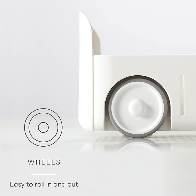 YouCopia RollOut Caddy Rolling Storage Bin with 2 Adjustable Dividers and Removable Basket for Kitchen and Bathroom Under Sink Organization, 5" Wide