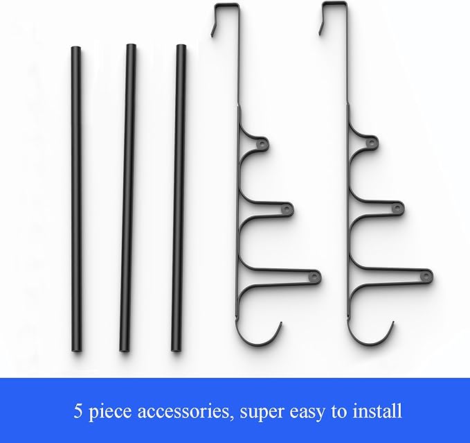 Over The Door Towel Rack, Over Door Towel Rack for Bathroom Door, Triple Towel Storage Holder with Hooks (Matte Black, 20.15" L)