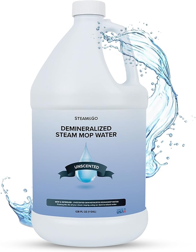 Steam & Go Demineralized Water Cleaning Solution for Floor & Multi-Surface Steam Cleaners - Compatible for All Steam Mops - Unscented, 128 oz