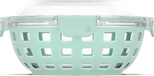 Ello Duraglass Meal Prep Container- Glass Food Storage Container with Silicone Sleeve and Airtight BPA-Free Plastic Lid, Dishwasher, Microwave, and Freezer Safe
