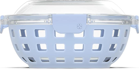 Ello Duraglass Meal Prep Container- Glass Food Storage Container with Silicone Sleeve and Airtight BPA-Free Plastic Lid, Dishwasher, Microwave, and Freezer Safe