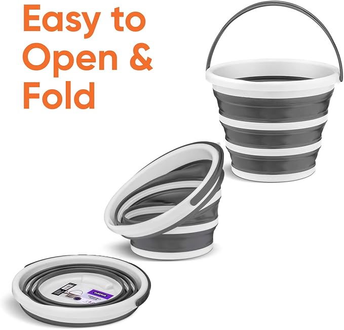 Superio Miracle Microfiber Mop with Telescopic Handle & 2-Gallon Collapsible Bucket - Lightweight Cleaning Set for Floors, Walls, Car Wash, Camping & More - Grey