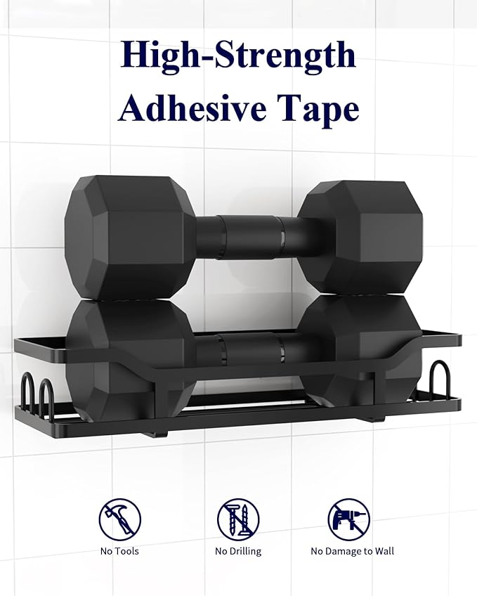 Kitsure Shower Caddy - 2 Pack, No Drilling Shower Organizer with 8 Hooks, Rustproof Stainless Steel Shower Shelf for Inside Shower, Wall Mounted Shower Rack for Bathroom, Kitchen, Black