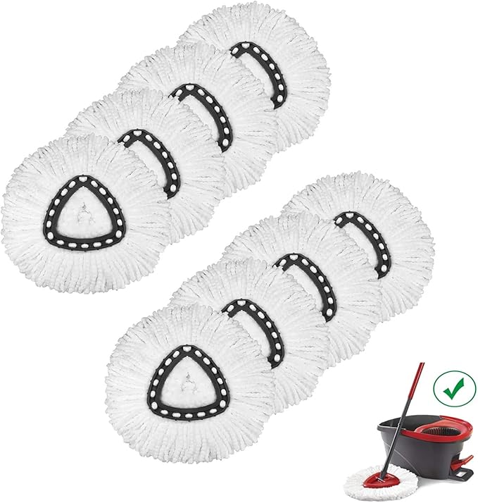 Spin Mop Replacement Head, 8 Pack Mop Refill Compatible with Ocedar Triangle Swivel Mops for House Cleaning and Floor Mopping