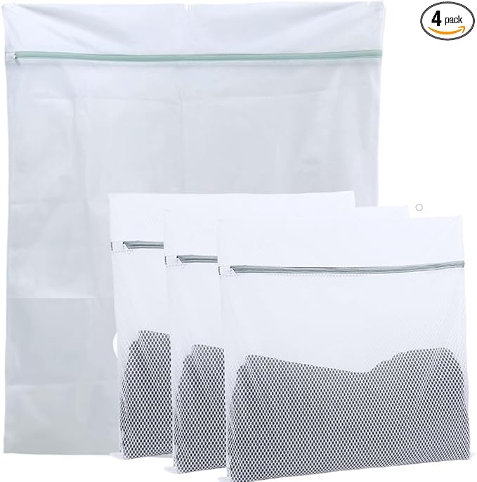 1 Pack 43 x 35 inch and 3 Pack 24 x 24 inch Oversize Laundry Bags Mesh Wash Bags, Large Delicates Bag for Washing Machine, Jumbo Laundry Sack for Washing Big Clothes, Bed Sheet, Bedc