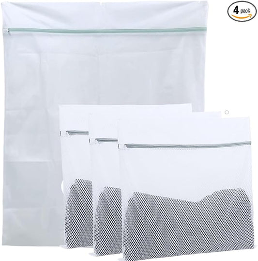 1 Pack 43 x 35 inch and 3 Pack 24 x 24 inch Oversize Laundry Bags Mesh Wash Bags, Large Delicates Bag for Washing Machine, Jumbo Laundry Sack for Washing Big Clothes, Bed Sheet, Bedc