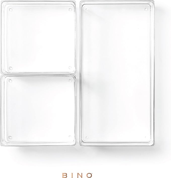 BINO | 3-Piece Drawer Organizer Bin Set | THE MODULAR | Multi-Purpose Storage | Durable | BPA-Free | Desk Drawer Organizer | Vanity Organizers | Bathroom & Makeup Organizers