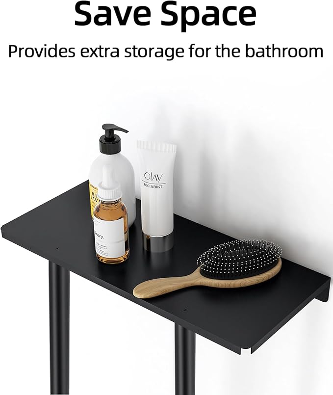 Towel Racks for Bathroom, Bathroom Towel Storage Wall Mounted 30 inch with Shelf Can Holds 6 Large Towels, Wall Towel Rack for Rolled Towels, Black