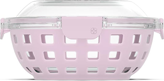 Ello Duraglass Meal Prep Container- Glass Food Storage Container with Silicone Sleeve and Airtight BPA-Free Plastic Lid, Dishwasher, Microwave, and Freezer Safe