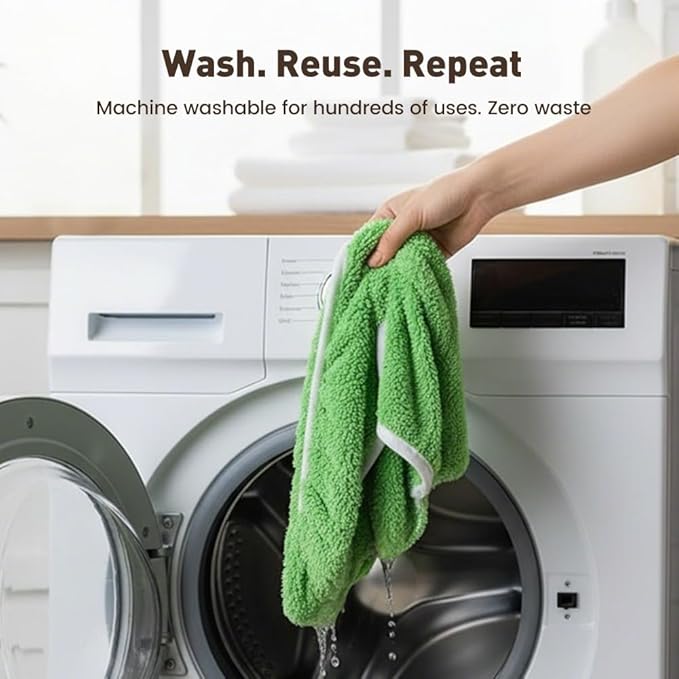 Reusable Mop Pads, Reusable Microfiber Mop Pads Compatible with Sweeper Mops, Replacement Wet Mopping pad Refills & Washable Dry Sweeping Cloths for Surface/Hardwood Floor Cleaning (Green-3PCS)