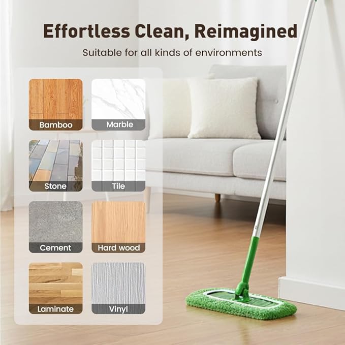 Reusable Mop Pads, Reusable Microfiber Mop Pads Compatible with Sweeper Mops, Replacement Wet Mopping pad Refills & Washable Dry Sweeping Cloths for Surface/Hardwood Floor Cleaning (Green-3PCS)