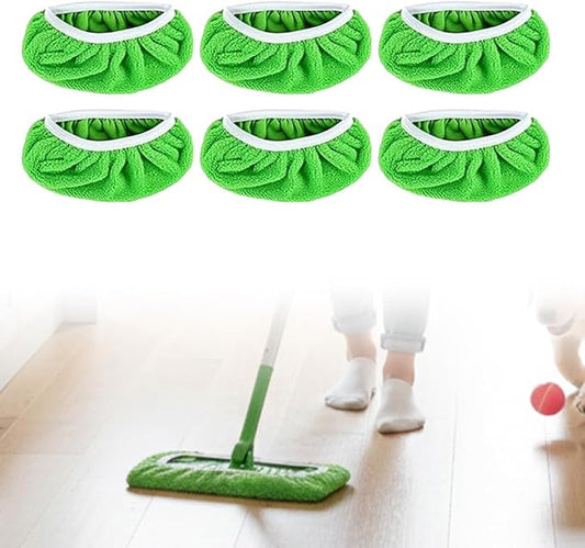 Reusable Mop Pads, Reusable Microfiber Mop Pads Compatible with Sweeper Mops, Replacement Wet Mopping pad Refills & Washable Dry Sweeping Cloths for Surface/Hardwood Floor Cleaning (Green-6PCS)