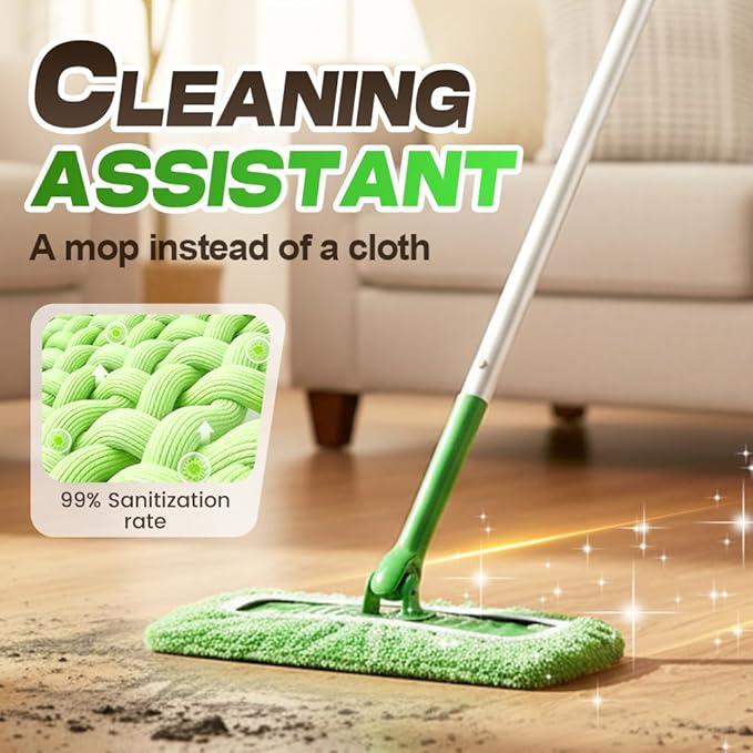 Reusable Mop Pads, Reusable Microfiber Mop Pads Compatible with Sweeper Mops, Replacement Wet Mopping pad Refills & Washable Dry Sweeping Cloths for Surface/Hardwood Floor Cleaning (Green-3PCS)