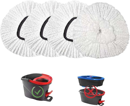 4 Pack Mop Replacement Heads for O-Ceda Mop Replace Head Spin Mop Heads Replacements, Microfiber Spin Mop Refills, Easy Cleaning Mop Head Machine Washable