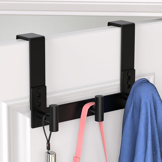 WUIVIUT Over The Door Hooks, Coat Rack Over The Door Heavy Duty Towel Rack Clothes Hanger for Bathroom liveroom Kitchen (3 Hook, Fits 1-3/4'' Thick)