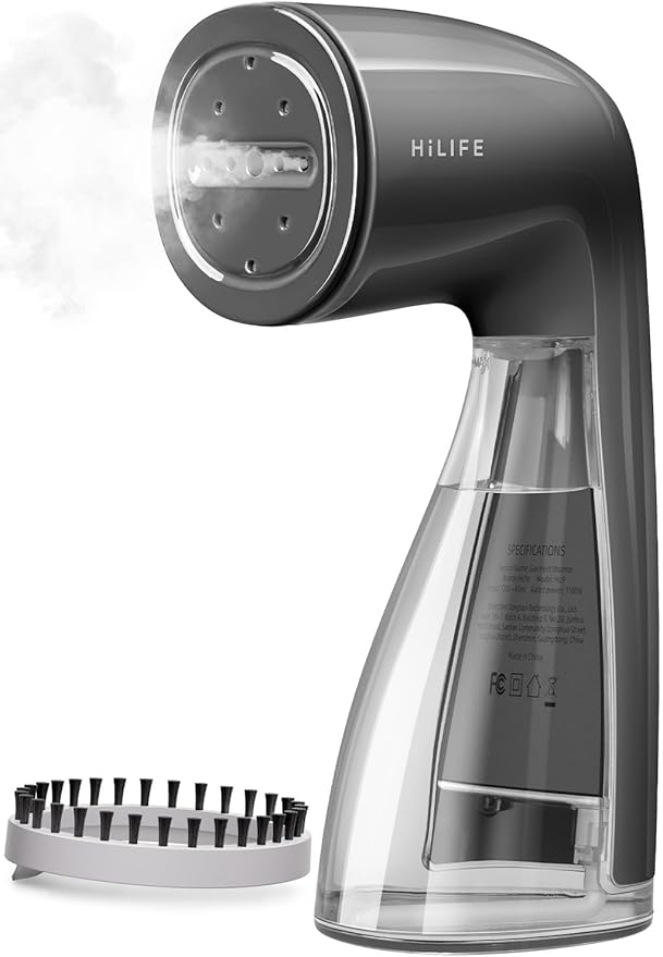 HiLIFE Steamer for Clothes, 1100W Clothes Steamer with Large 300ml Tank, Handheld Clothing Steamer, Fabric Wrinkle Remover, Portable & Compact Travel Size Garment Steamer ONLY FOR 120V (Grey)