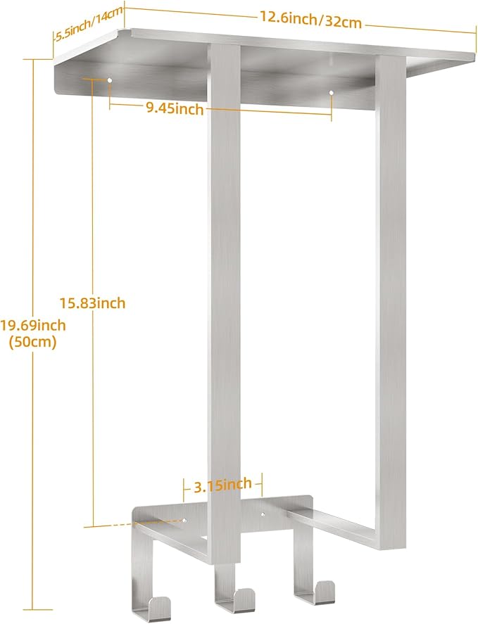 Towel Racks for Bathroom, BETHOM Towel Rack Wall Mounted with Shelf and 3 Hooks, Towel Storage for Small Bathroom for Rolled Bath Towels, Brushed Nickel