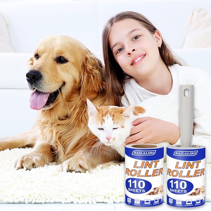 BAILALIBO Lint Rollers for Pet Hair Extra Sticky, 660 Sheets Mega Value Set with 3 Handles 6 Refills, Lint Remover for Clothes, Furniture, Dog, Cat, Carpet