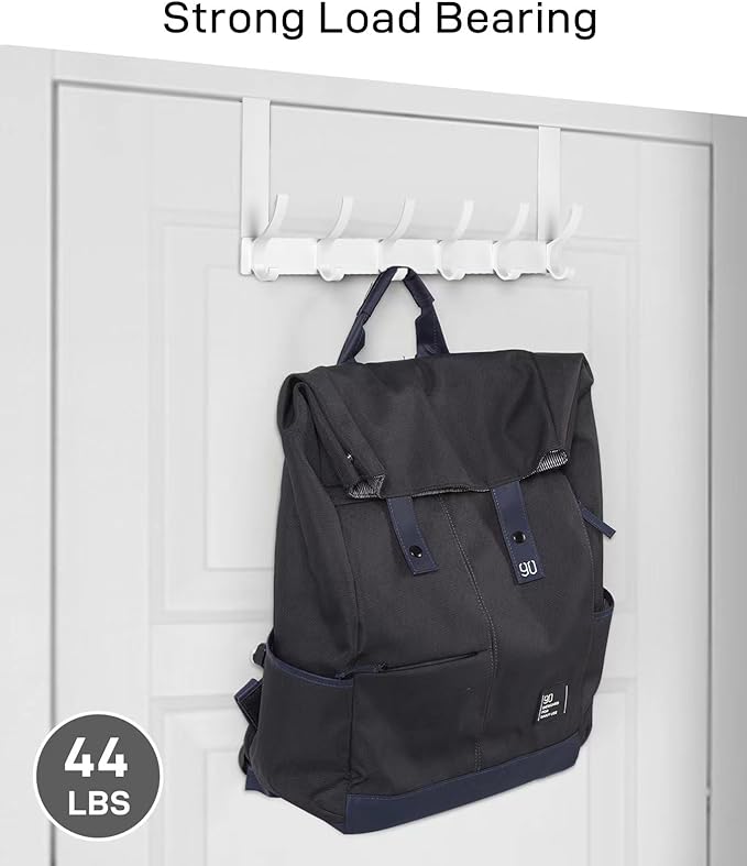 Over The Door Hooks, Door Hanger Hooks for Hanging, Over The Doors Towel Racks for Bathroom with 10 Coat Hook, Coat Rack Bathroom Accessories（1 Pack, Silver）