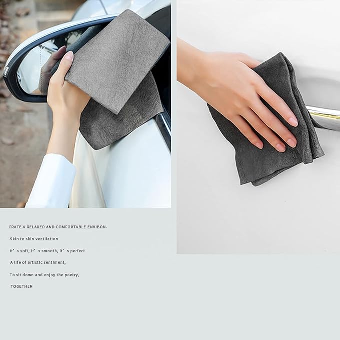 10PCS Thickened Magic Cleaning Cloth,Bsorbent Magic Cleaning Glass Cloth,Reuseable Streak Free Magic Fiber Microfiber Cleaning Cloth for Kitchen, Window, Glass, Cars (Grey)