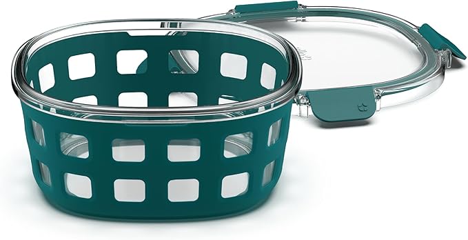 Ello Duraglass Meal Prep Container- Glass Food Storage Container with Silicone Sleeve and Airtight BPA-Free Plastic Lid, Dishwasher, Microwave, and Freezer Safe