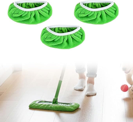 Reusable Mop Pads, Reusable Microfiber Mop Pads Compatible with Sweeper Mops, Replacement Wet Mopping pad Refills & Washable Dry Sweeping Cloths for Surface/Hardwood Floor Cleaning (Green-3PCS)