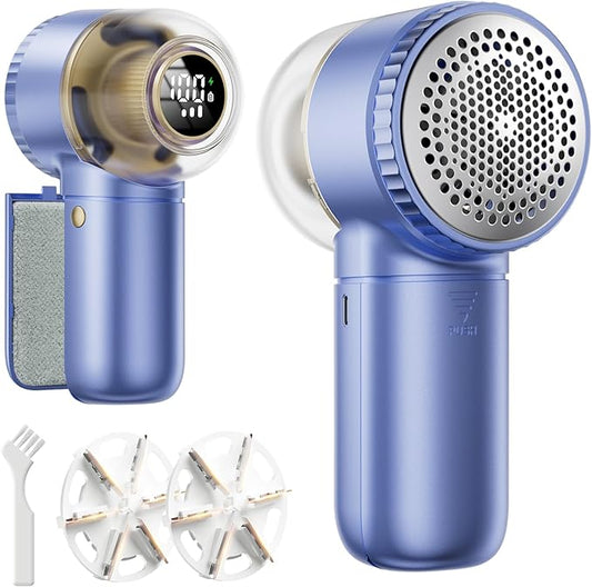 Fabric Shaver with Lint Brush, Large Lint Shaver with Digital Display, 3-Speeds Lint Remover with 6-Leaf Blades, Electric Sweater Shaver to Remove Pilling for Clothes, Furniture