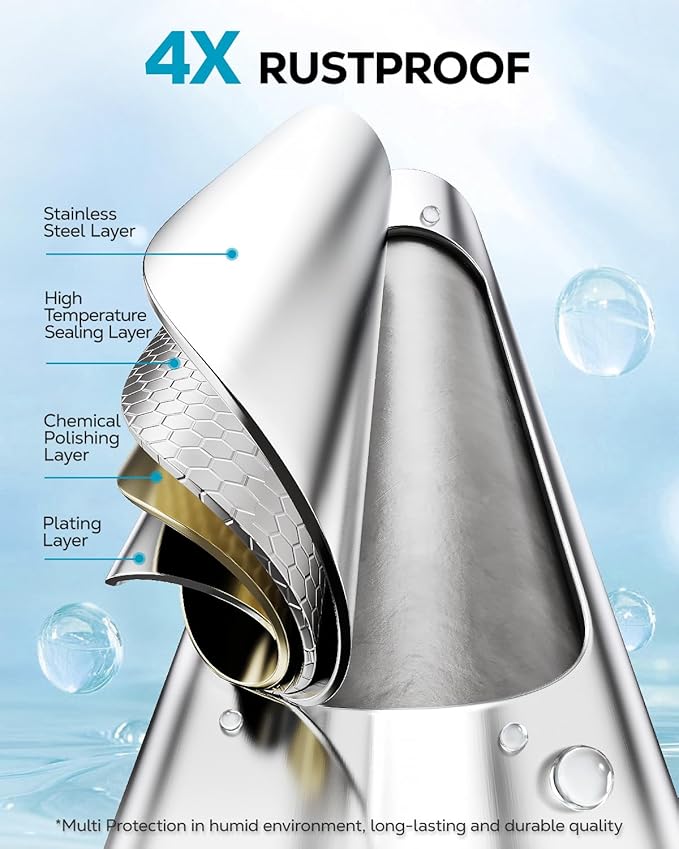 Nieifi Shower Caddy Shelf Storage Rack Adhesive Without Drilling Stainless Steel with Hooks for Washroom, Lavatory, Restroom, Toilet, Bathroom, Kitchen - 2 Pack